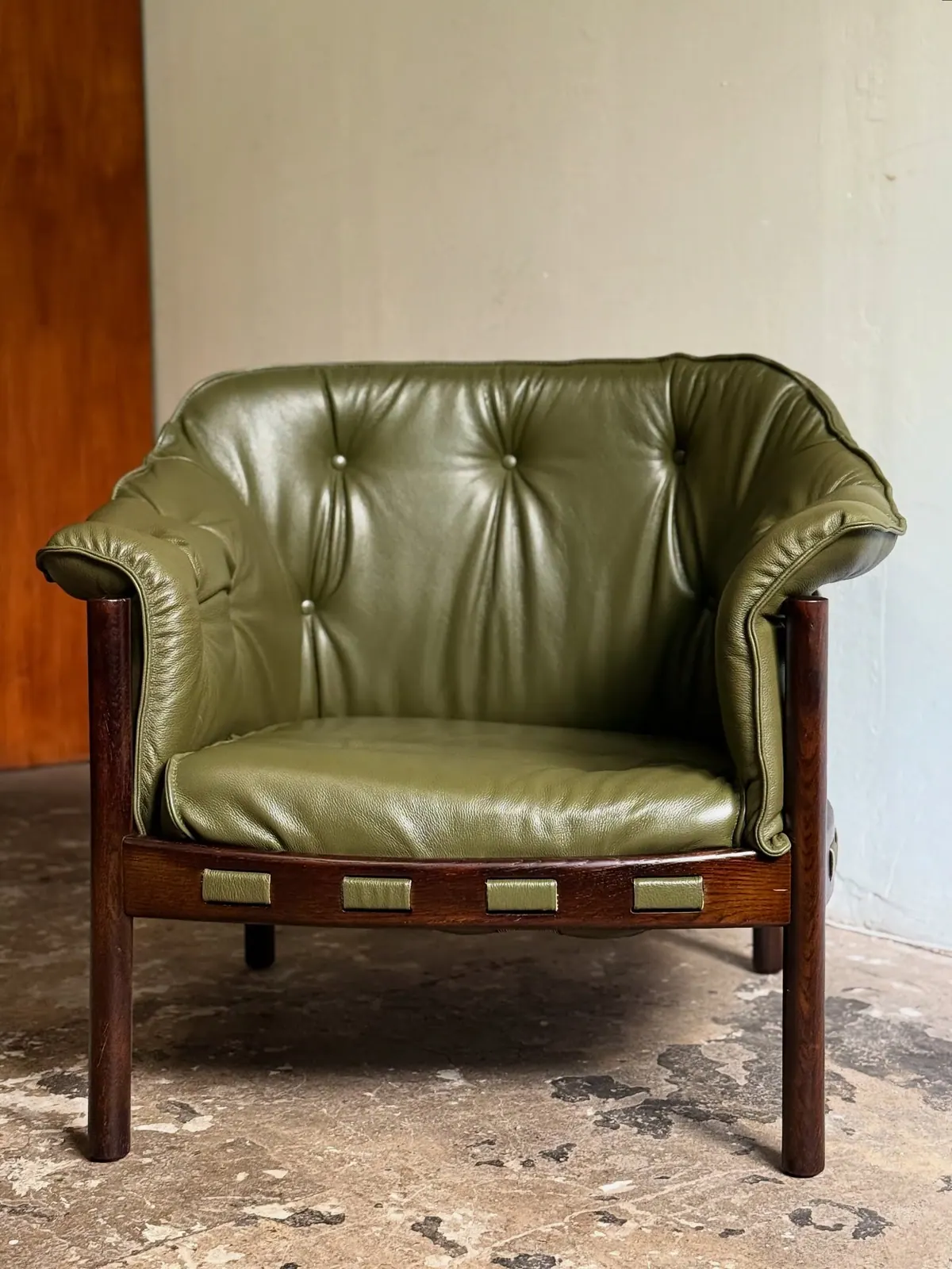 Poltrona Arne Norell, pelle verde — 6