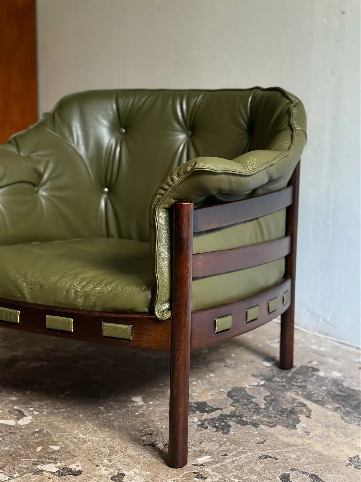 Poltrona Arne Norell, pelle verde — 7