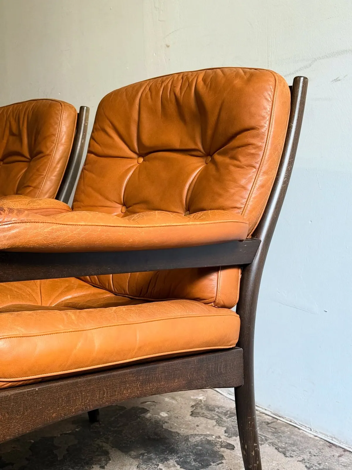 Carmen armchair, cognac leather, unrestored — 2