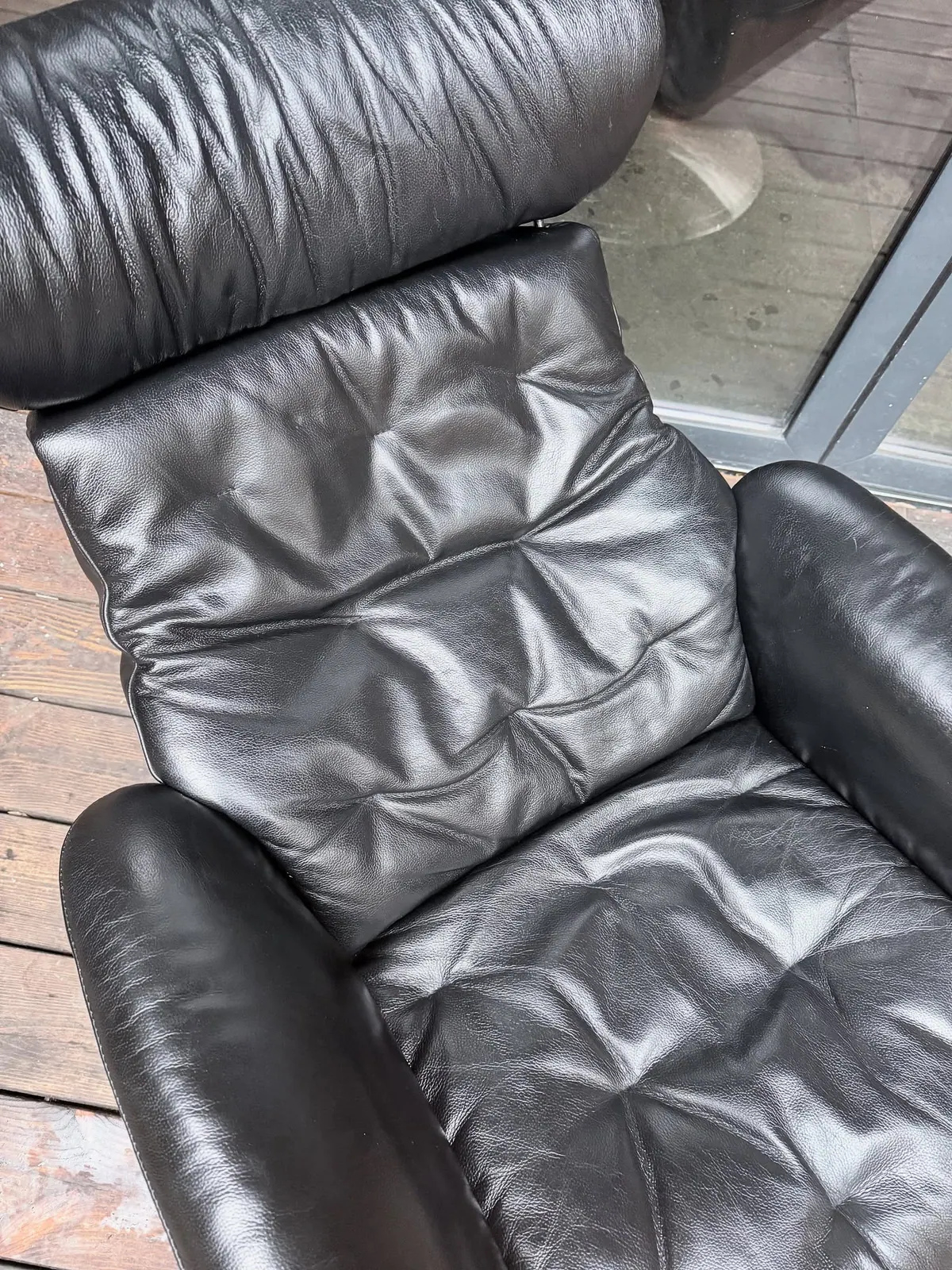Verstelbare fauteuil Conform, zwart leer — 10