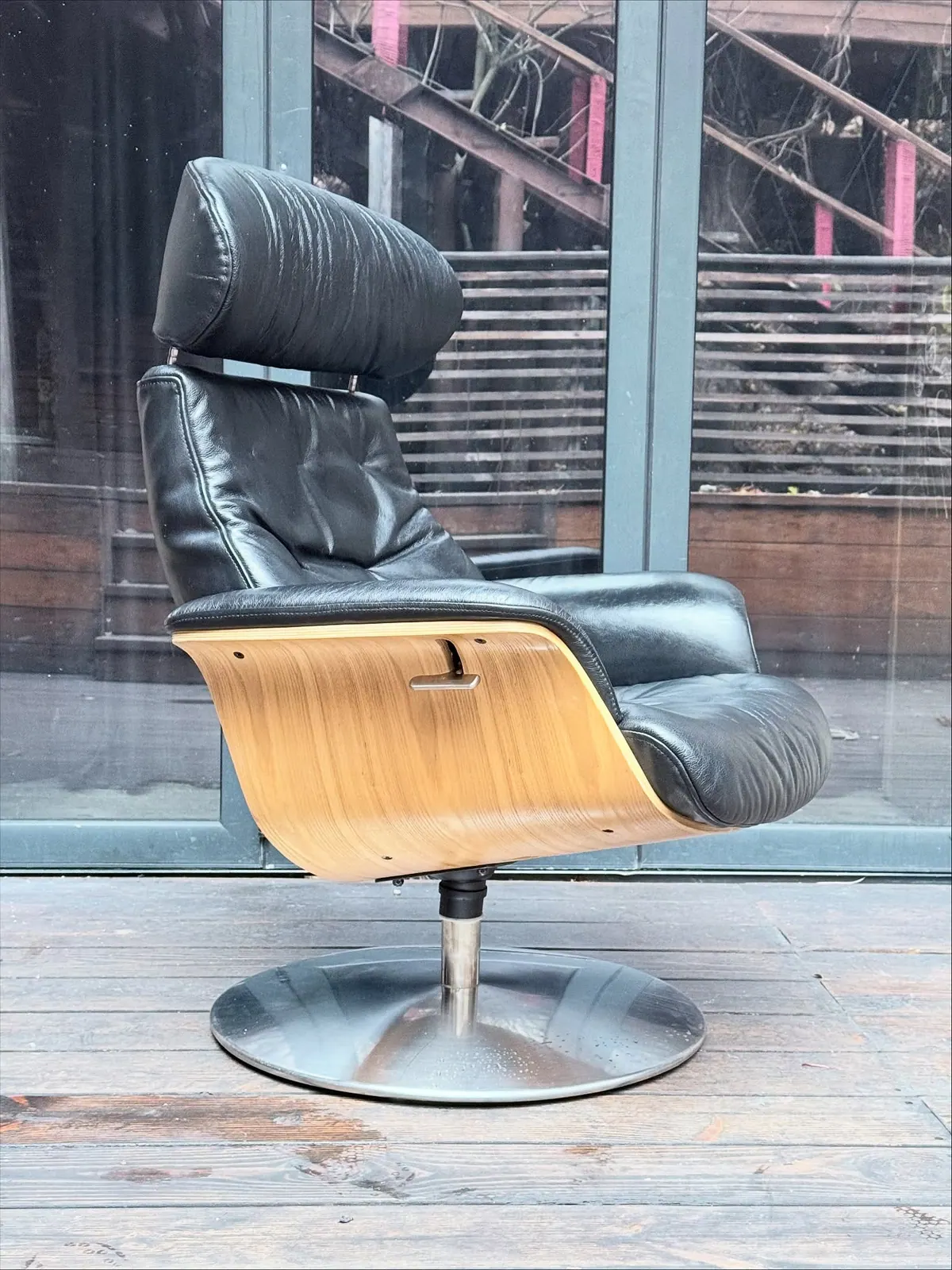 Verstelbare fauteuil Conform, zwart leer — 2