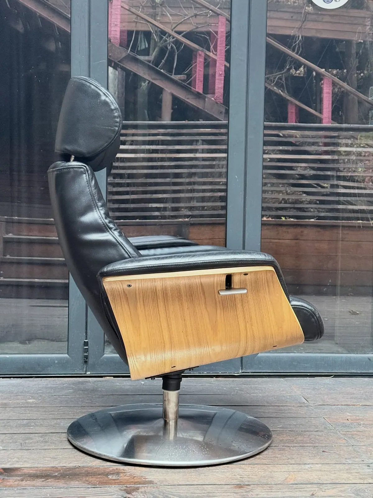 Verstelbare fauteuil Conform, zwart leer — 4