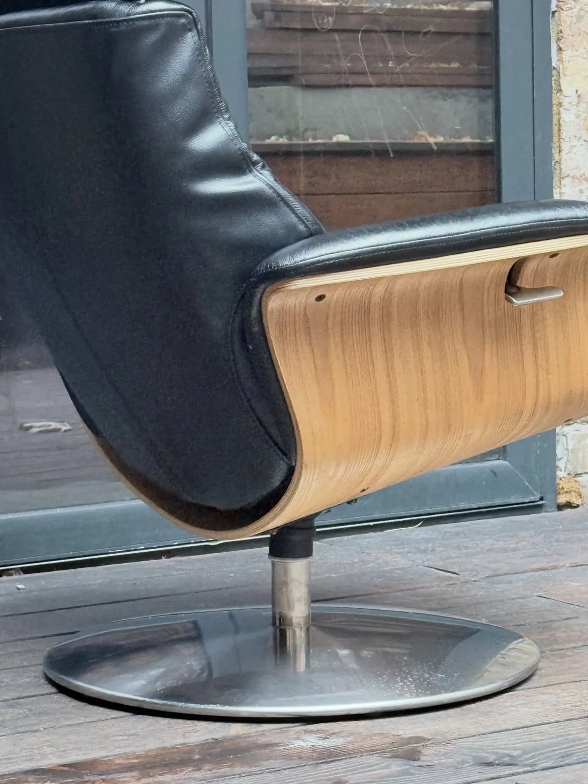 Verstelbare fauteuil Conform, zwart leer — 6