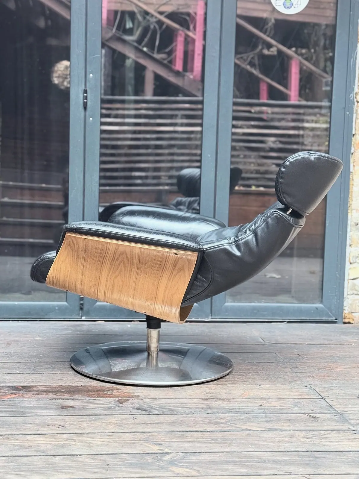 Verstelbare fauteuil Conform, zwart leer — 8