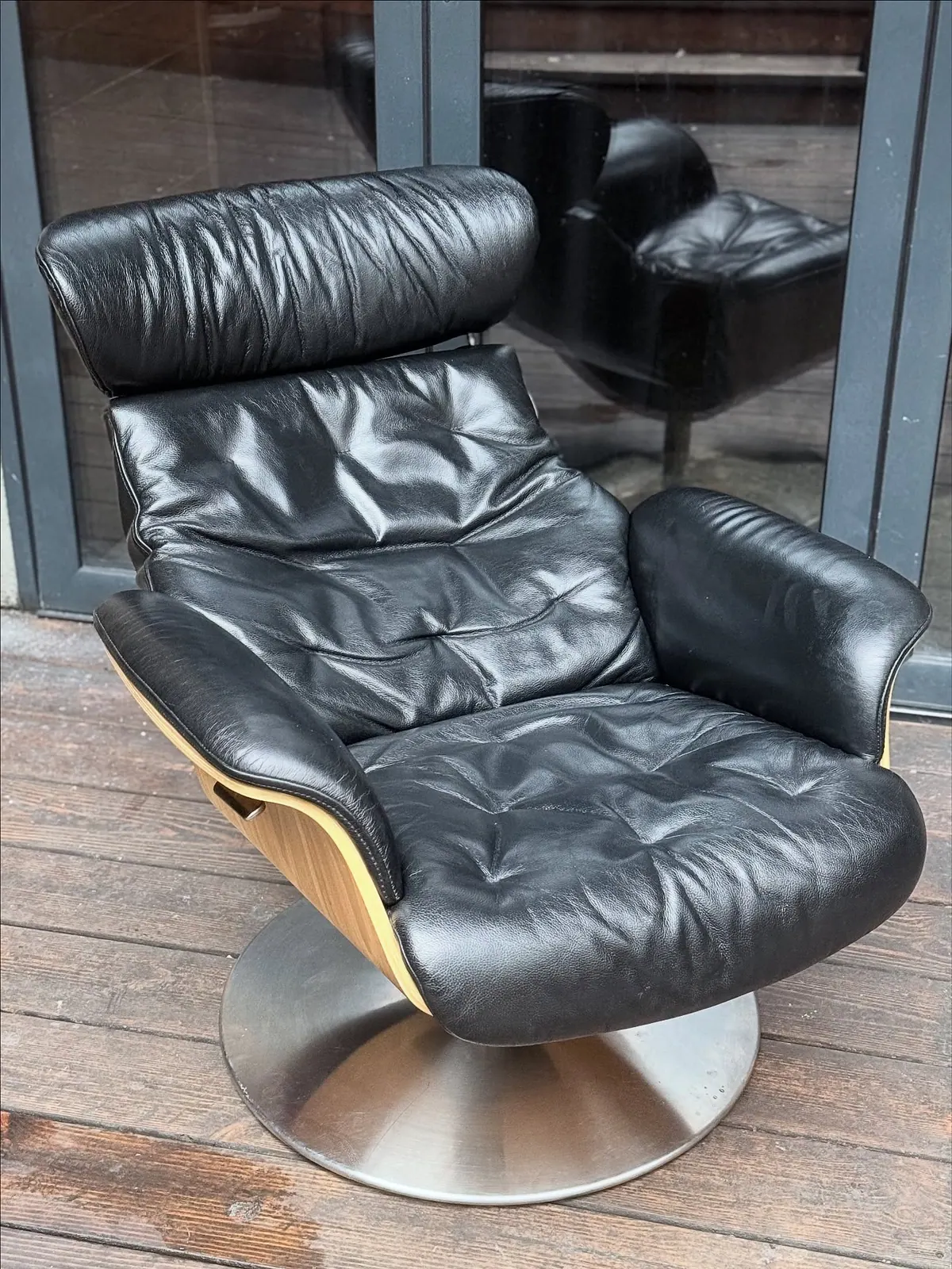 Verstelbare fauteuil Conform, zwart leer — 9