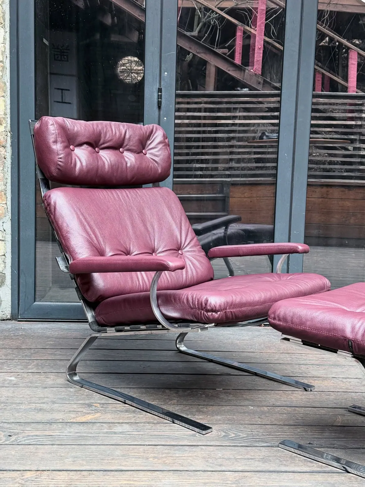 COR lounge chair and ottoman, burgundy
