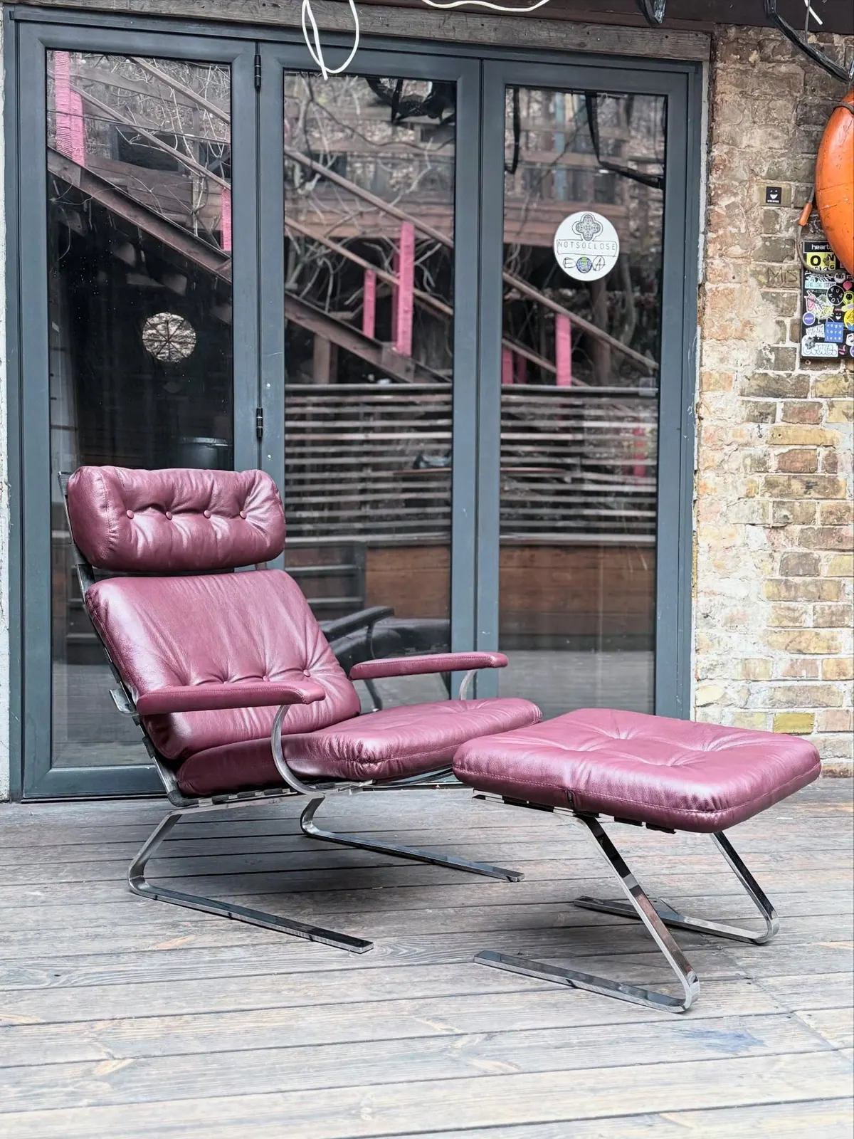 COR fauteuil met poef, bordeaux — 2