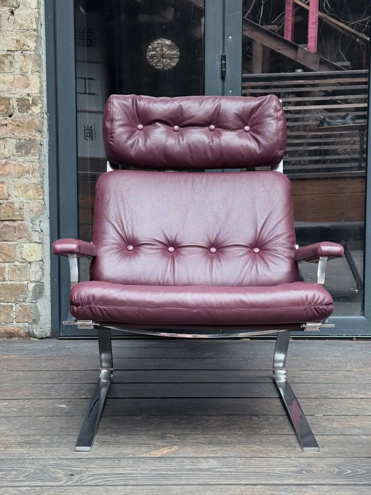 COR fauteuil met poef, bordeaux — 3