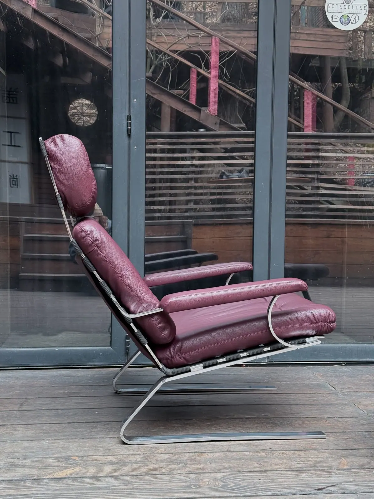 COR fauteuil met poef, bordeaux — 4
