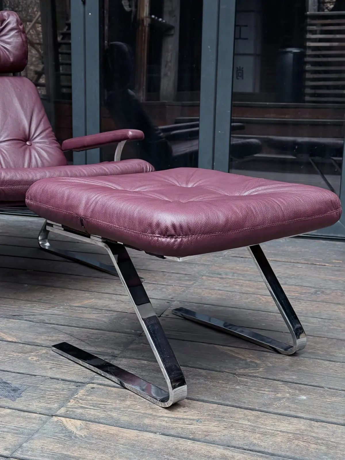 COR fauteuil met poef, bordeaux — 7