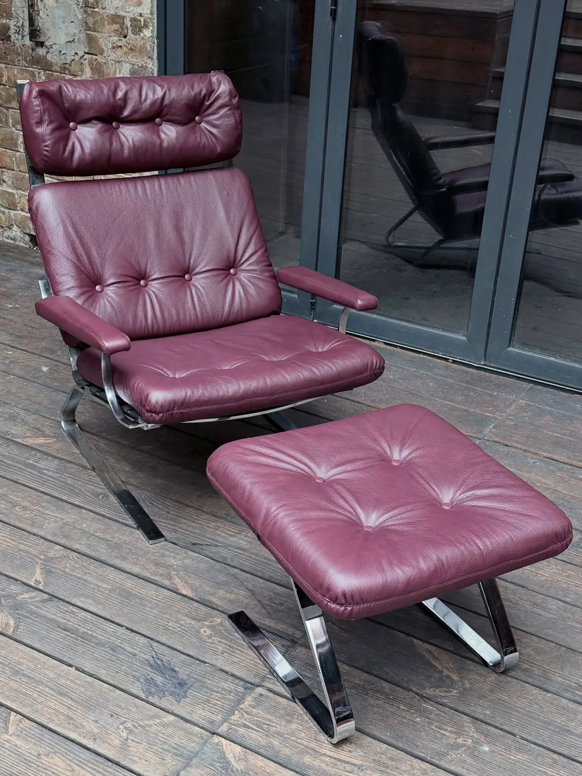 COR fauteuil met poef, bordeaux — 8