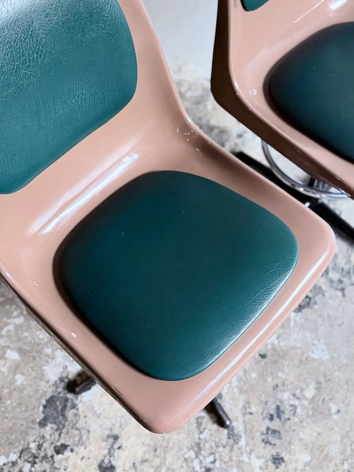 Drabert swivel chairs, green vinyl, pair — 5
