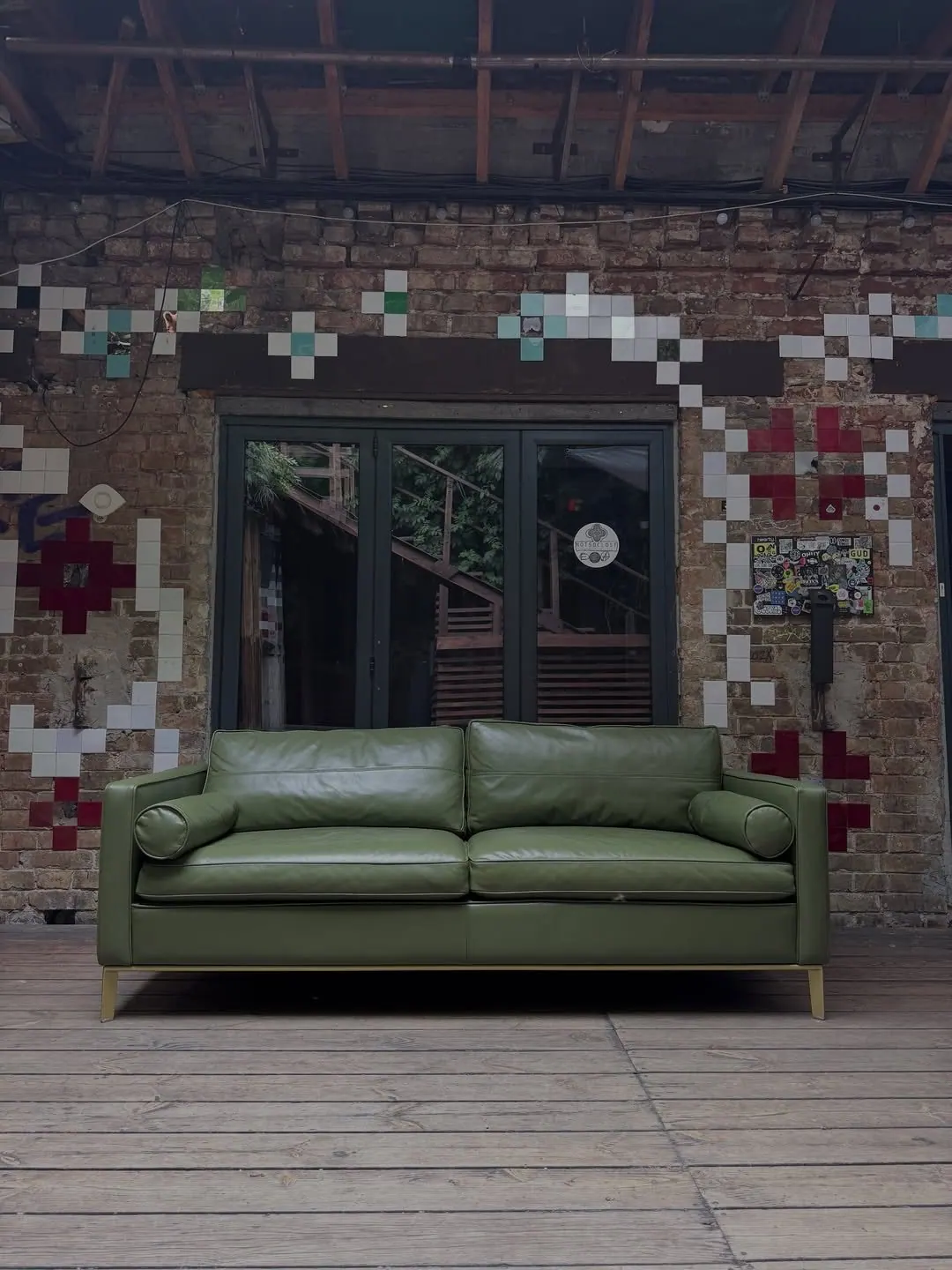 Sofa Duresta, grünes Leder — 2