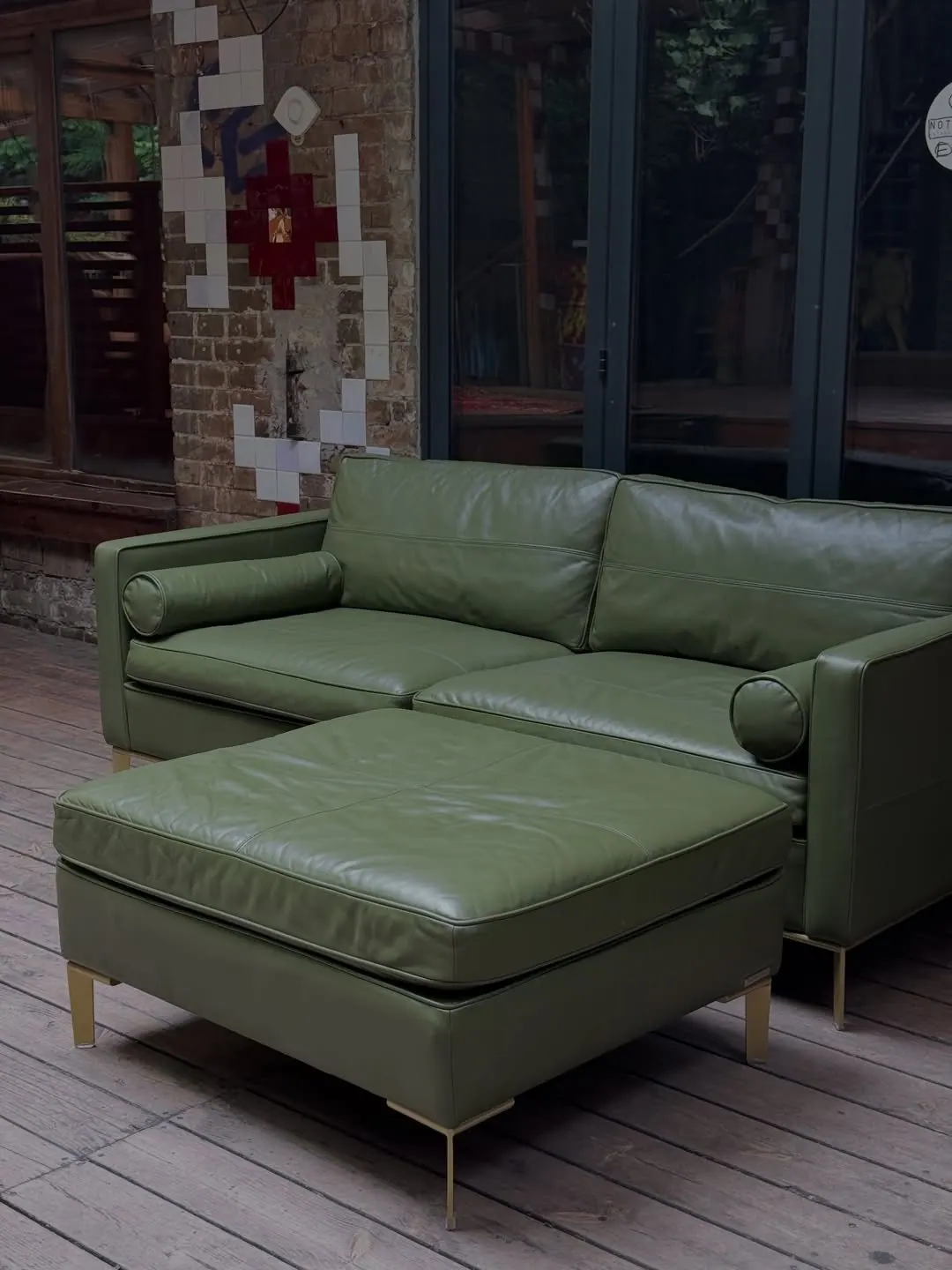Sofa Duresta, grünes Leder — 3
