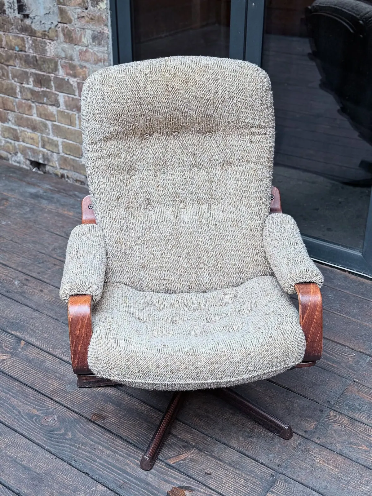 Göte Möbler swivel armchair, cream textile