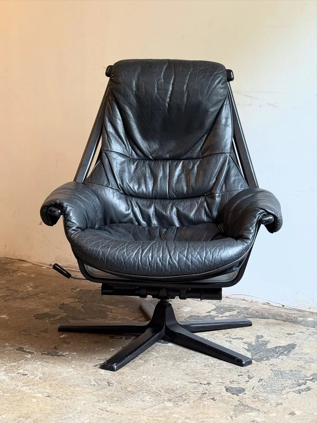 Göte Möbler swivel rocking armchair, black leather