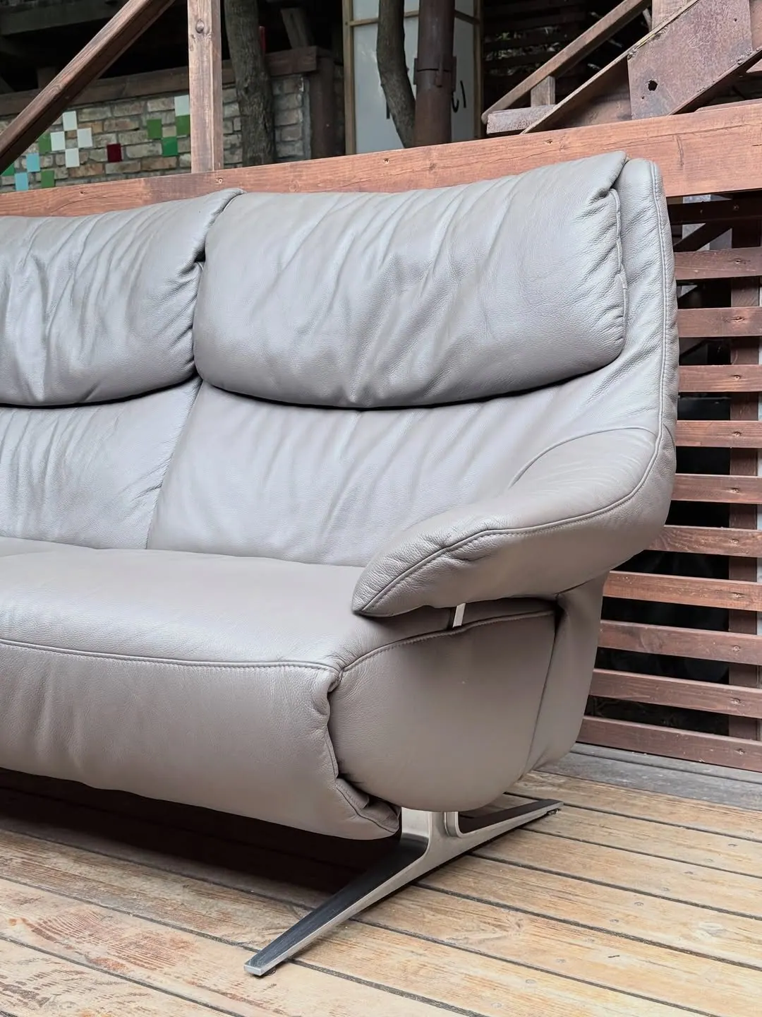 Canapé Himolla, cuir taupe — 2