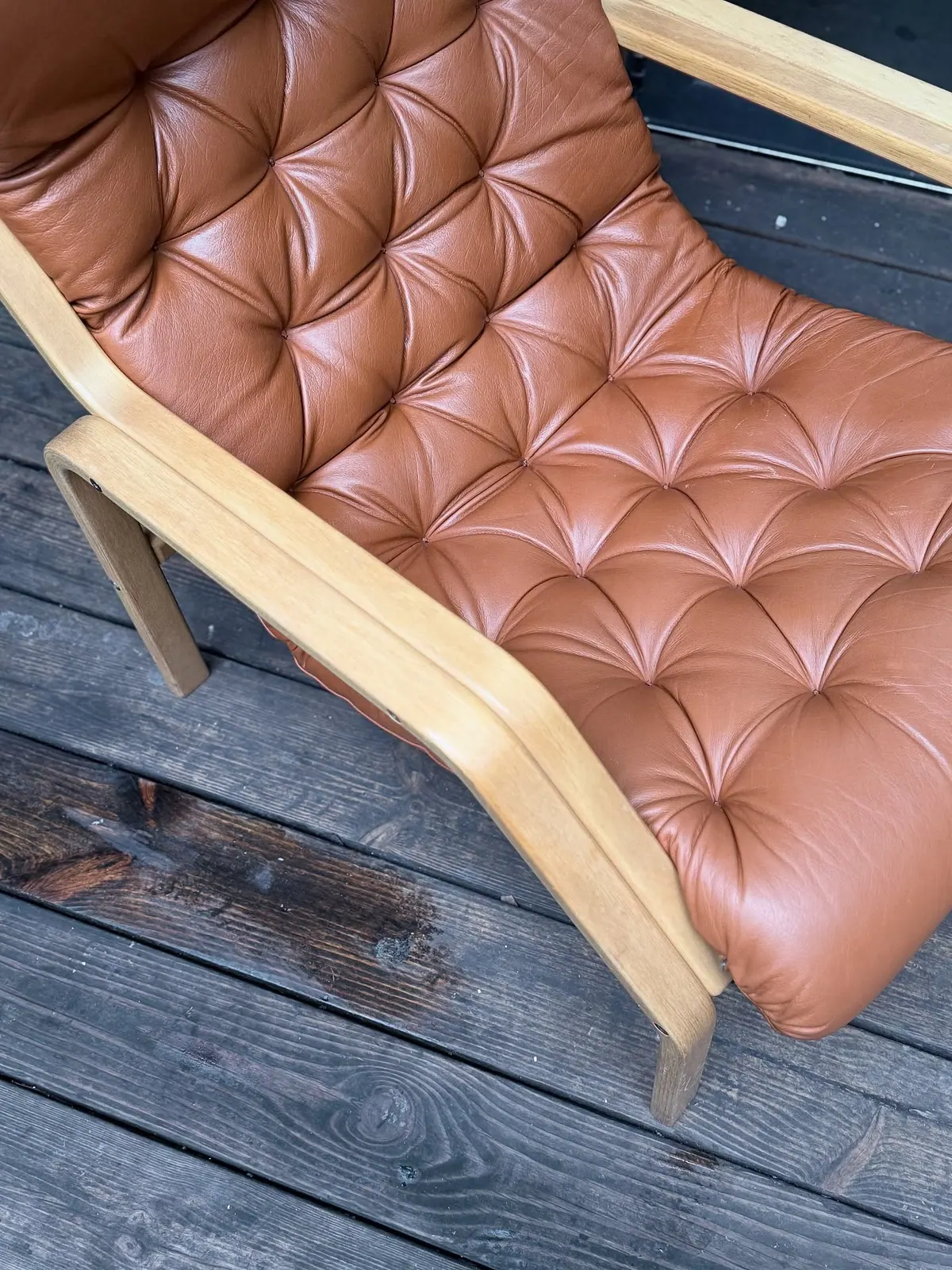 Poltrona lounge scandinava, pelle cammello — 7