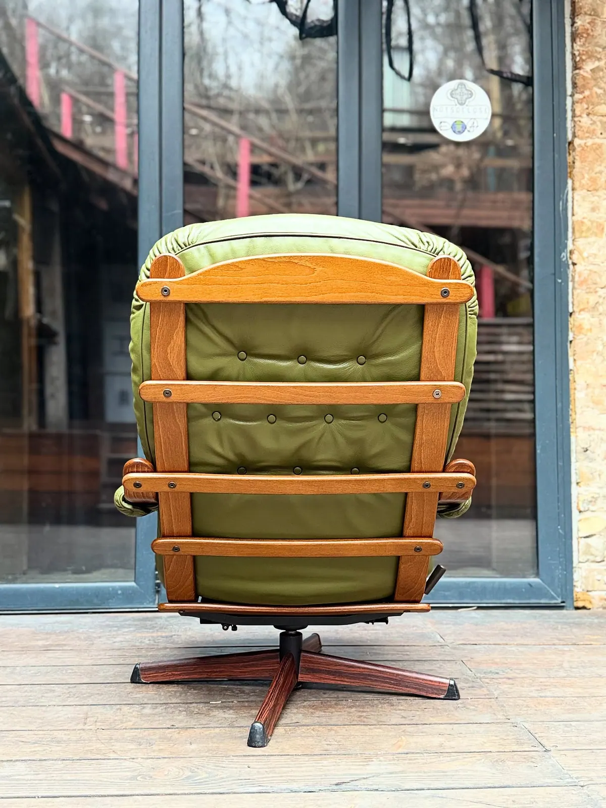Nässjö rocking armchair, pine-green leather — 3