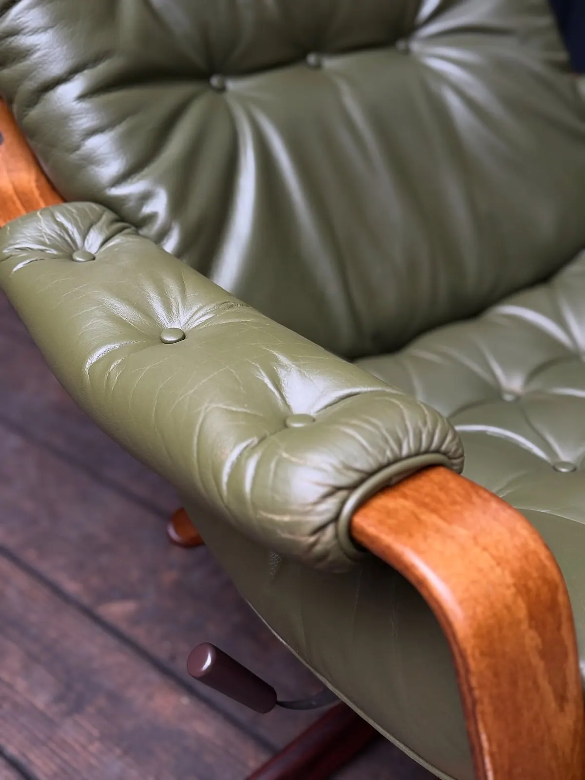 Nässjö rocking armchair, pine-green leather — 4