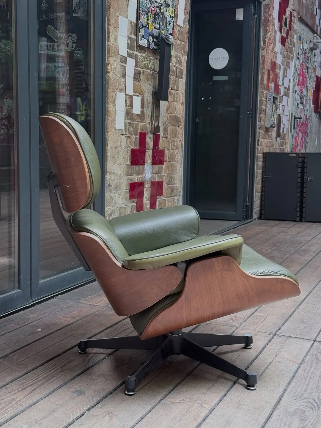 Drehsessel, Leder in Oliv — 2