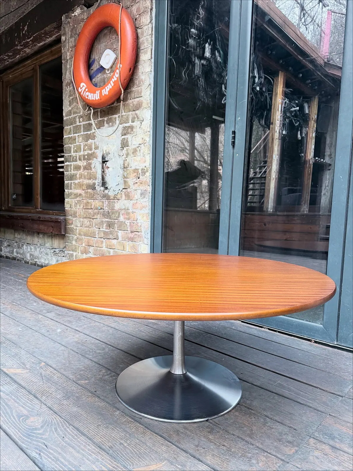 Tulip-base coffee table, Maurice Burke style